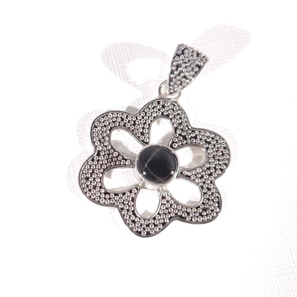 Black Star Diopside Pendant in Sterling Silver